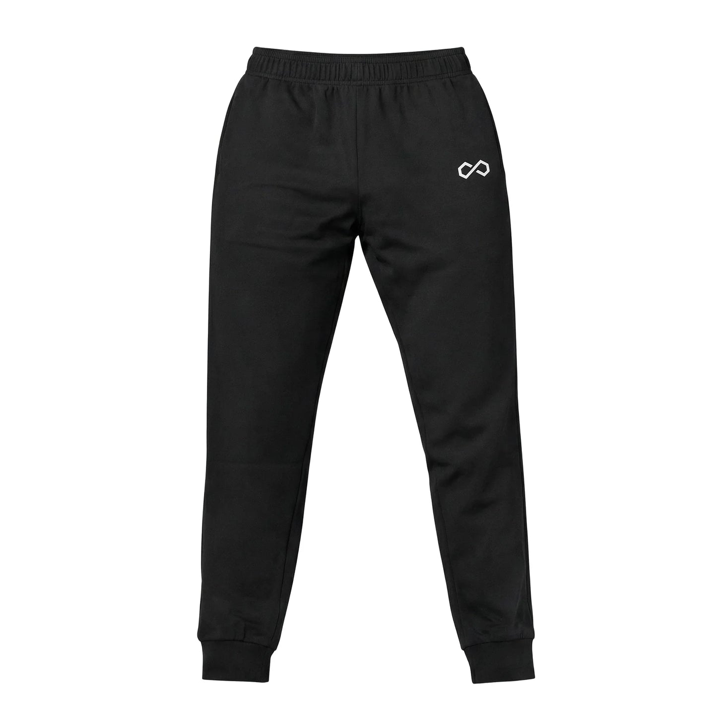 Jogging noir pour homme, coupe droite, logo blanc minimaliste sur la poche avant