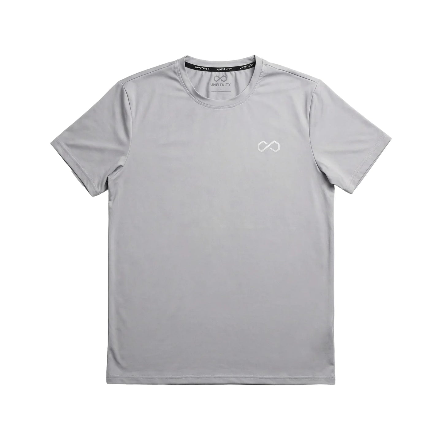 T-shirt gris minimaliste à manches courtes pour homme, logo discret sur la poitrine