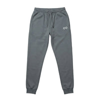 Jogging gris homme, coupe ajustée, poches latérales, cordon à la taille, logo brodé blanc