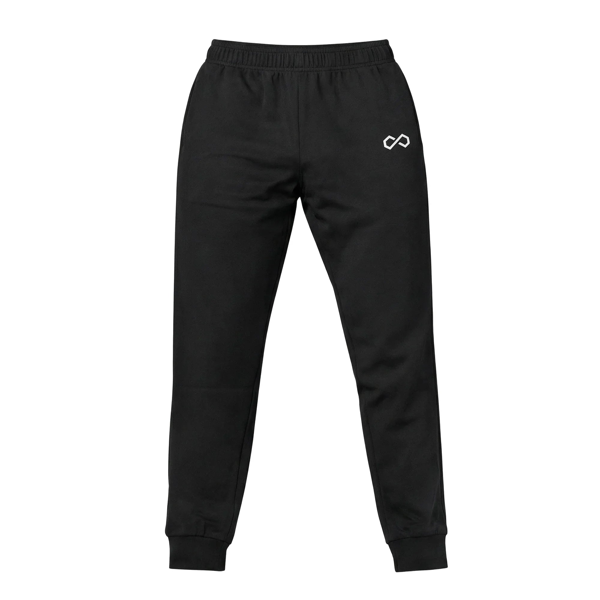 Jogging noir pour homme, coupe droite, logo blanc minimaliste sur la poche avant