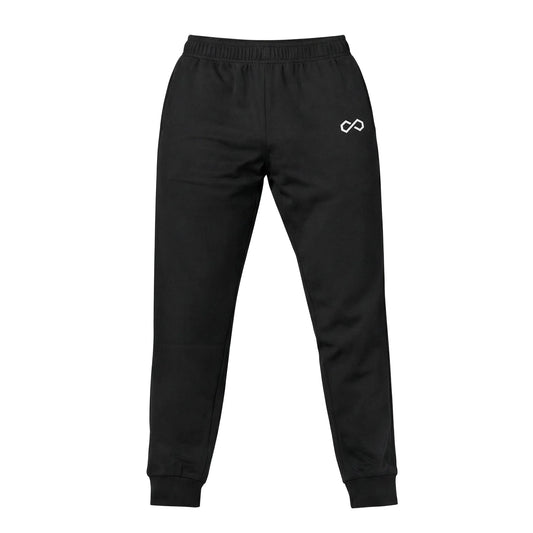 Jogging noir pour homme, coupe droite, logo blanc minimaliste sur la poche avant