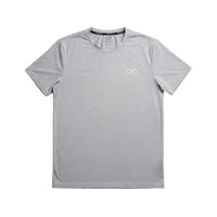 T-shirt gris minimaliste à manches courtes pour homme, logo discret sur la poitrine